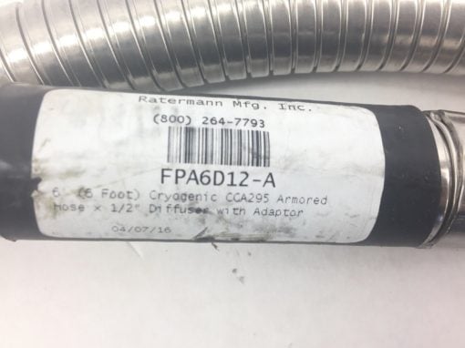 RATERMANN MFG FPA6D12-A 6FT CRYOGENIC CGA295 ARMORED HOSE (B456) 4