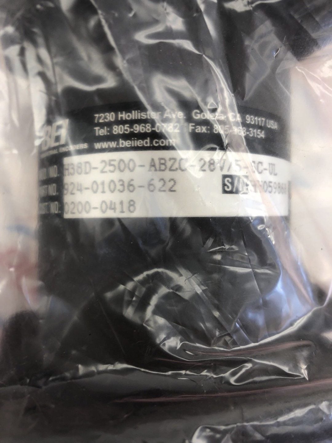 BEI H38D-2500-ABZC-28V/5-SC-UL PART NO. 924-01036-622 ENCODER